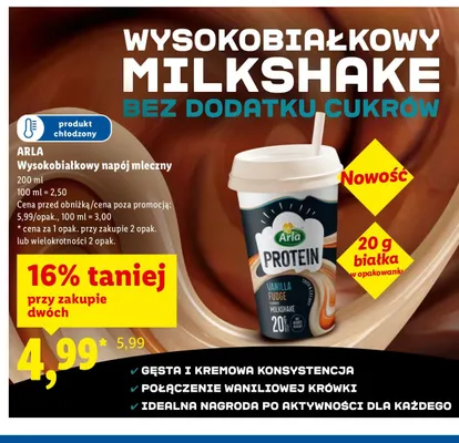 Wysokobiałkowy napój mleczny promocja w Lidl