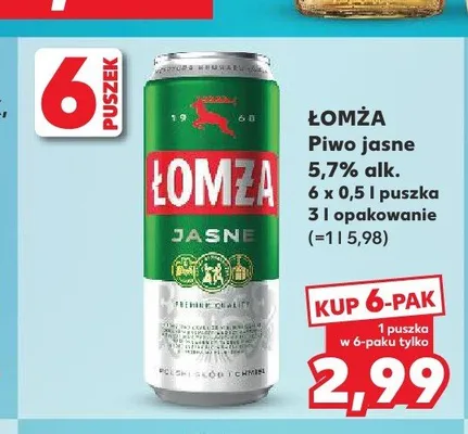 Piwo Łomża jasne 5,7% alk. 6-pak promocja w Kaufland