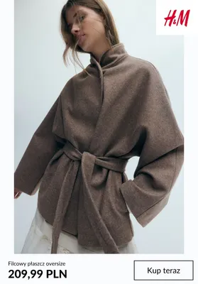 Filcowy płaszcz oversize H & M promocja w H&M