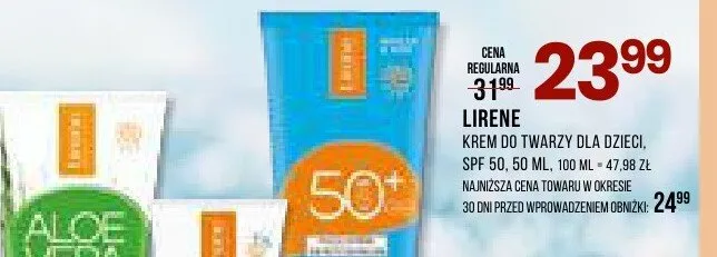 Krem do twarzy dla dzieci SPF 50 Lirene promocja w Drogerie Natura