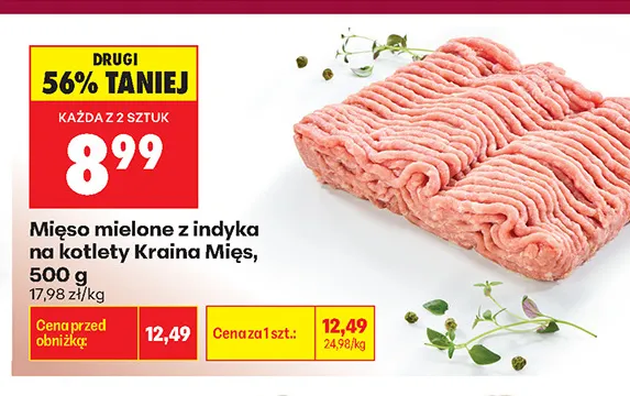 Mięso mielone z indyka na kotlety Kraina Mięs promocja w Biedronka