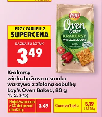 Krakersy wielozbożowe o smaku warzywa z zieloną cebulką Oven Baked promocja w Biedronka