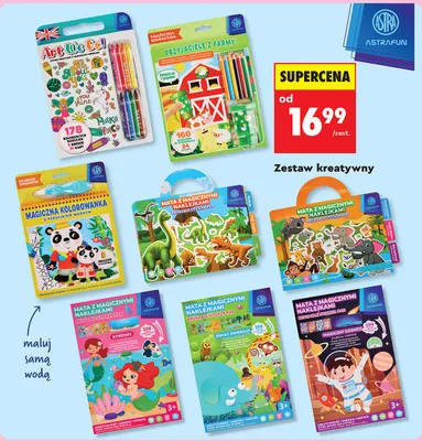 Zestaw Art We Ct! kolorowych plakatów z naklejkami i kredkami 25 kart promocja w Biedronka