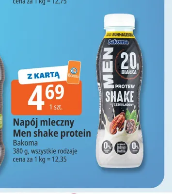 Napój mleczny Men shake protein Bakoma promocja w Leclerc