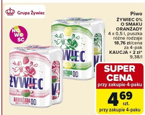 Piwo 0% o smaku arbuza cool & truskawa promocja w Carrefour Market
