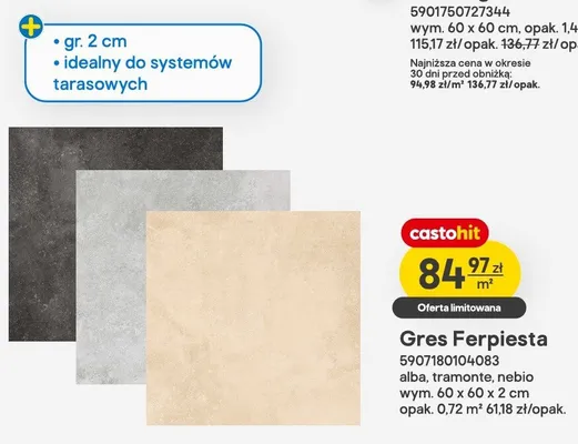 Gres Ferpiesta tramonte wym. 60x60x2cm promocja w Castorama