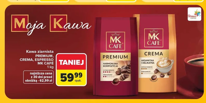 Kawa ziarnista MK Café Crema promocja w Carrefour