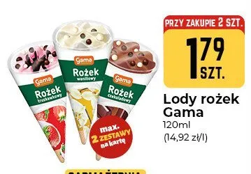 Lody rożek truskawkowy Gama promocja w Społem Częstochowa