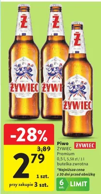 Piwo Premium butelka zwrotna promocja w Intermarche