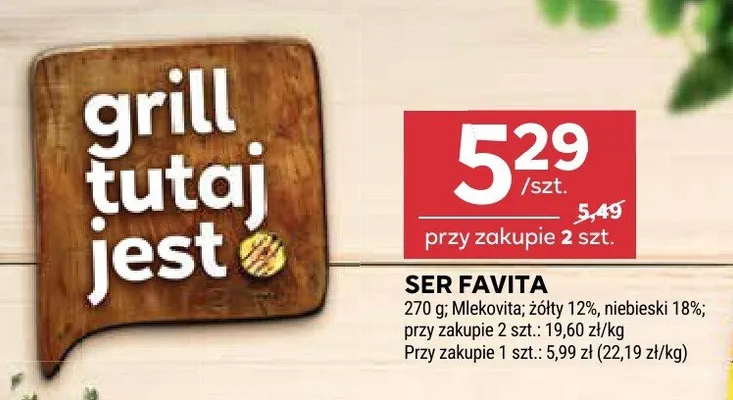 Ser Favita żółty 12% Mlekovita promocja w Stokrotka