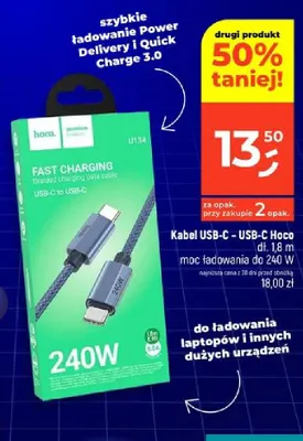 Kabel USB-C - USB-C Hoco promocja w Dealz