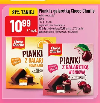 Pianki z galaretką wiśniową w czekoladzie Choco Charlie promocja w POLOmarket
