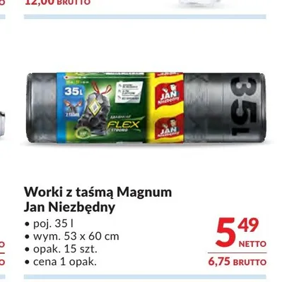 Worki na śmieci z taśmą Jan Niezbędny Magnum 35 l promocja w Makro