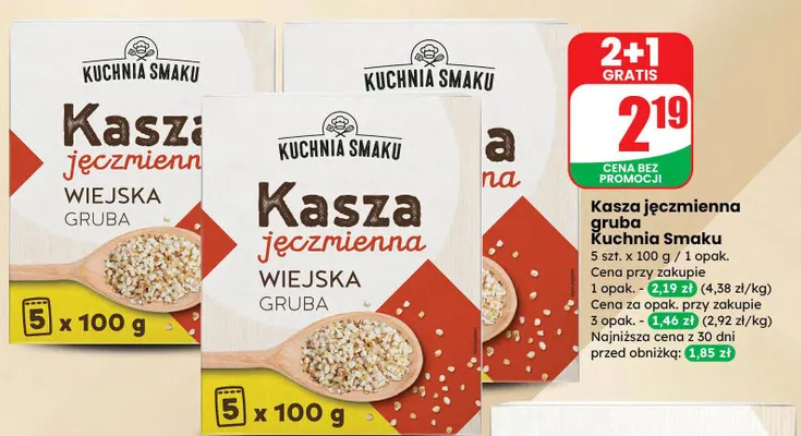 Kasza jęczmienna wiejska gruba 2+1 GRATIS promocja w Dino
