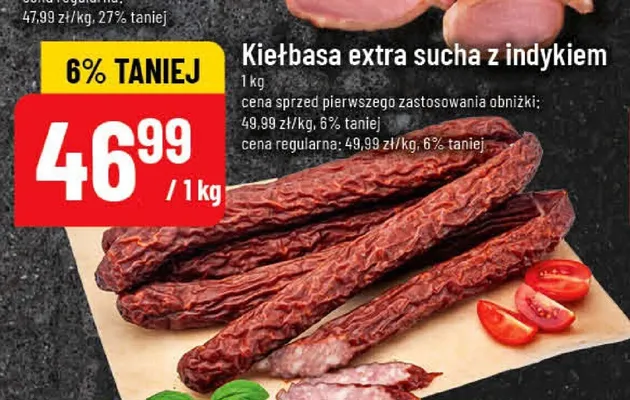 Kiełbasa extra sucha z indykiem promocja w POLOmarket