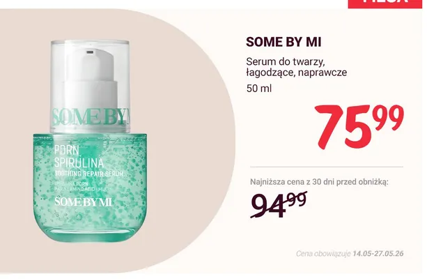 Serum do twarzy łagodzące naprawcze SOME BY MI promocja w Rossmann