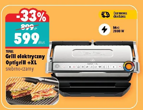 Grill elektryczny Optfgrill +XL srebrno-czarny promocja w Biedronka Home