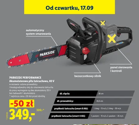 Akumulatorowa piła łańcuchowa Parkside Performance 40V promocja w Lidl