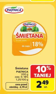 Śmietana 18% Piątnica promocja w Carrefour