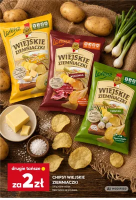 Chipsy Wiejskie Ziemniaczki masło z solą Lorenz promocja w Stokrotka