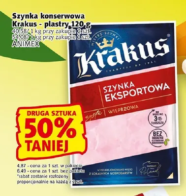 Szynka konserwowa Krakus plastry promocja w Prim Market