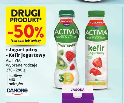Jogurt pitny Activia truskawka kiwi promocja w Intermarche