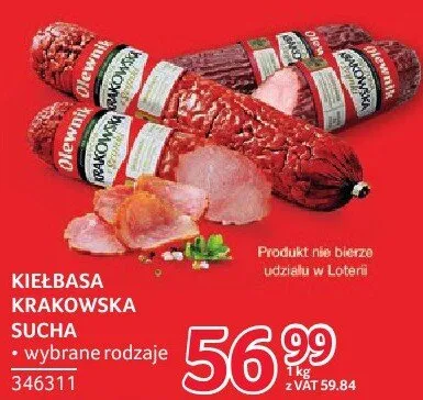 Kiełbasa krakowska sucha Olewnik wybrane rodzaje promocja w Selgros