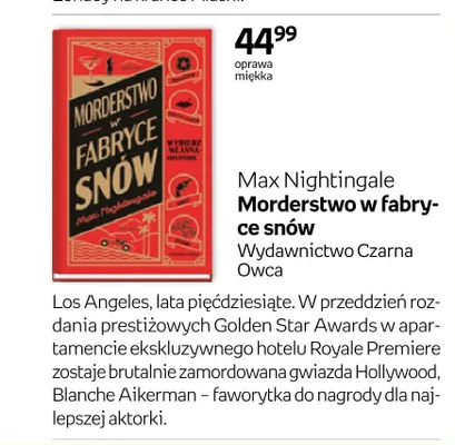 Książka Morderstwo w fabryce snów Max Nightingale promocja w Empik