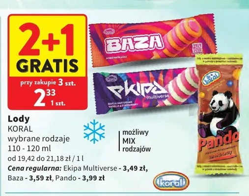 Lody Koral Pando promocja w Intermarche