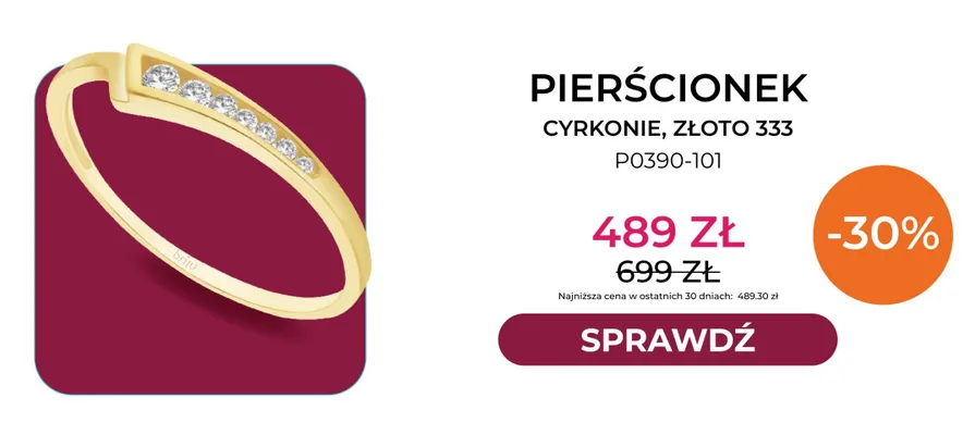 Pierścionek cyrkonie złoto 333 P0390-101 Briju promocja w Briju