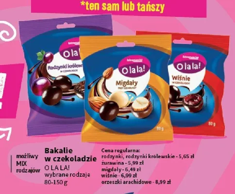 Migdały w czekoladzie O la la! promocja w Intermarche