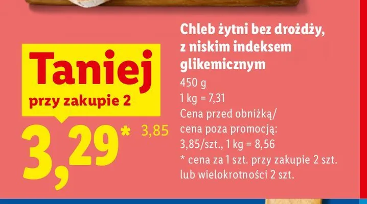 Chleb żytni bez drożdży z niskim indeksem glikemicznym promocja w Lidl