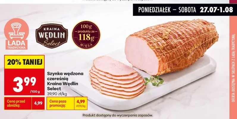 Szynka wędzona czereśnią Kraina Wędlin Select promocja w Biedronka