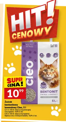 Żwirek bentonitowy lawendowy Cleo promocja w Twój Market