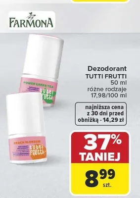 Dezodorant Tutti Frutti Power Green Tea promocja w Carrefour Market