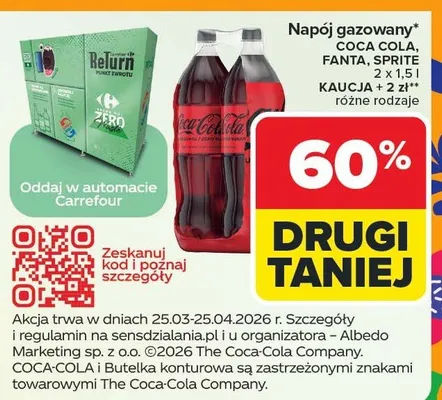 Napój gazowany różne rodzaje kaucja + 2 zł promocja w Carrefour