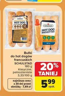 Bułki do hot dogów francuskich pełnoziarniste Schulstad promocja w Carrefour