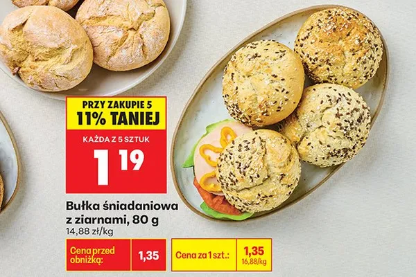 Bułka śniadaniowa z ziarnami promocja w Biedronka