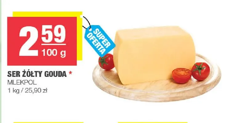 Ser żółty gouda Mlekpol promocja w SPAR