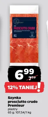 Szynka prosciutto crudo premieur plastry promocja w Netto