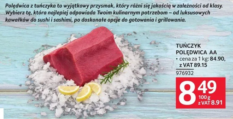Tuńczyk polędwica AA promocja w Selgros