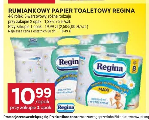 Rumiankowy papier toaletowy Regina promocja w Stokrotka