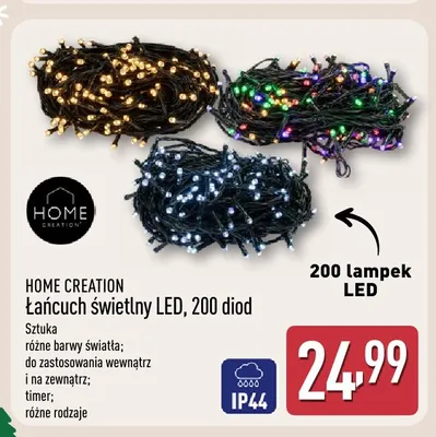 Łańcuch świetlny LED 200 diod Home Creation promocja w Aldi