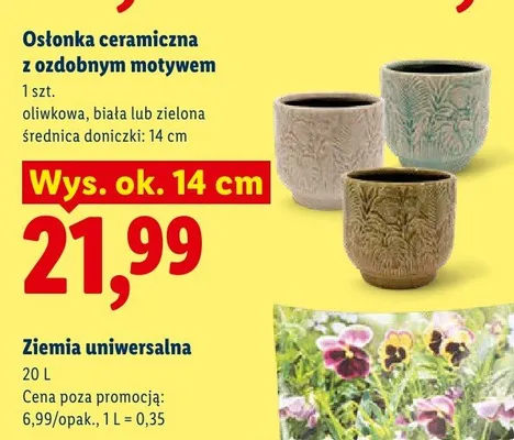 Osłonka ceramiczna z ozdobnym motywem biała średnica 14cm promocja w Lidl