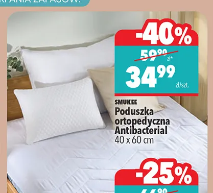 Poduszka ortopedyczna Antibacterial 40x60 cm Smukee promocja w Biedronka
