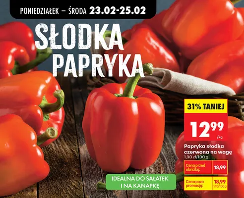Papryka słodka czerwona na wagę promocja w Biedronka