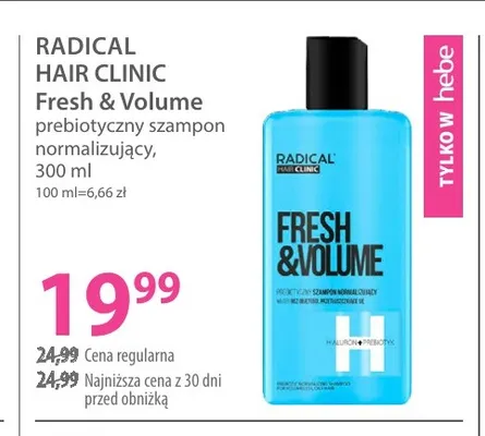 Szampon prebiotyczny normalizujący Radical Hair Clinic Fresh & Volume promocja w Hebe