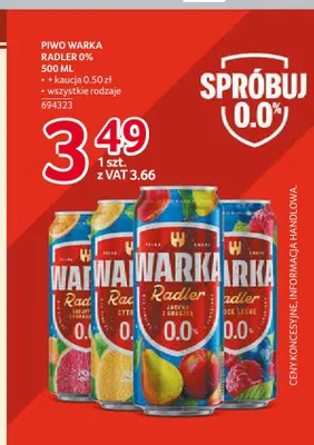 Piwo bezalkoholowe Warka Radler promocja w Selgros