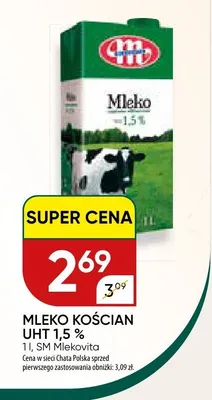Mleko Kościan UHT 1,5% promocja w Chata Polska