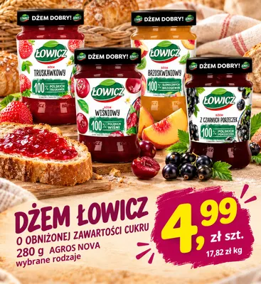 Dżem wiśniowy o obniżonej zawartości cukru Łowicz promocja w emma MARKET